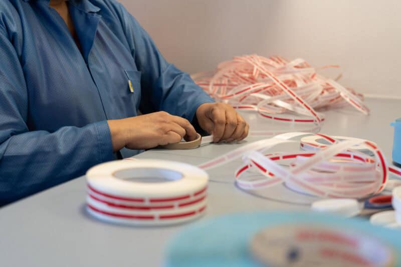 Red SMD Covertape Connectors rolls for SMT and SMD assembly