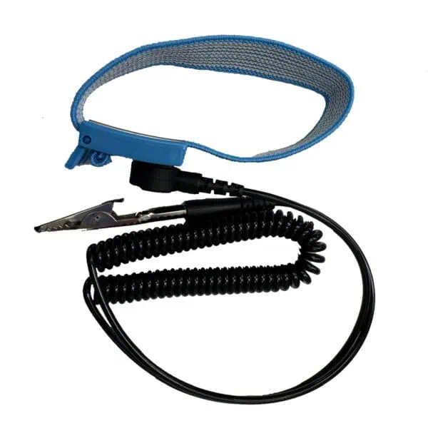 Adjustable Antistatic Wrist Band with Esd Grounding Protects Operators and Sensitive Components from Static Discharge During Electronics Assembly.