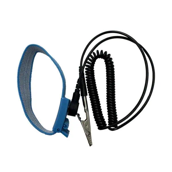 Adjustable Antistatic Wrist Band with Esd Grounding Protects Operators and Sensitive Components from Static Discharge During Electronics Assembly.